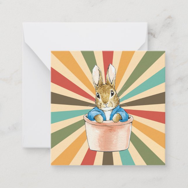 Classic rabbit in a plant pot card (Front)