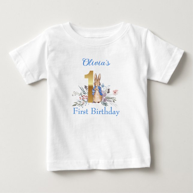 Classic rabbit in blue jacket baby T-Shirt (Front)