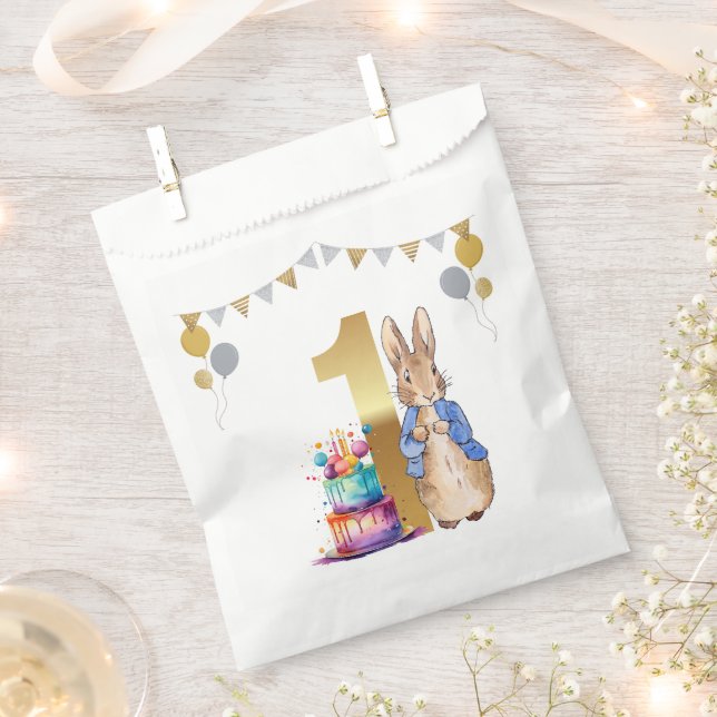 Classic Rabbit in blue jacket Favour Bags (Clipped)