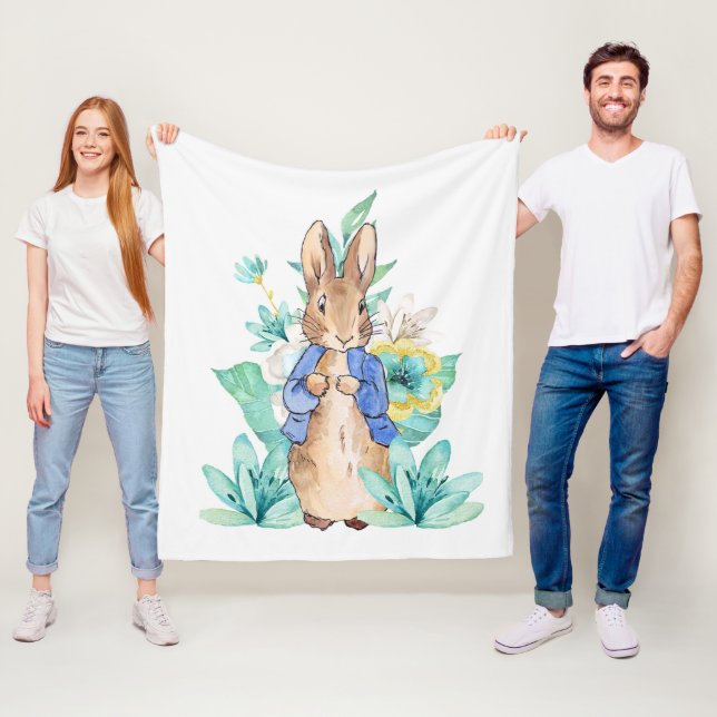 Classic rabbit in blue jacket fleece blanket (In Situ)