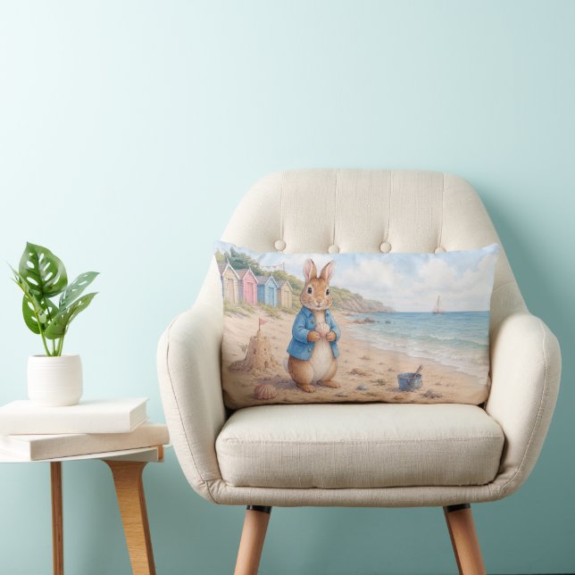 Classic Rabbit on a sandy beach Lumbar Cushion (Chair)