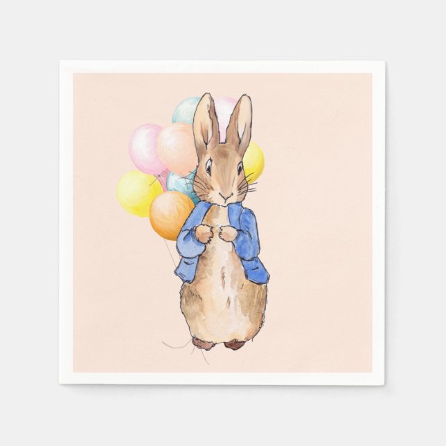Classic Rabbit with balloons Napkin (Front)