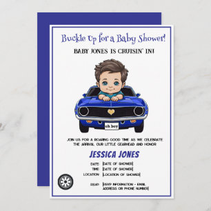 Classic Race Car Baby Boy Cruisin' In Shower Invitation