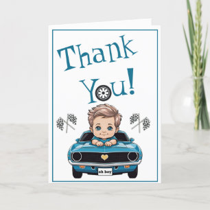 Classic Race Car Baby Shower Thank You Cards
