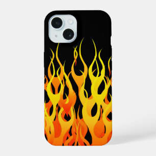 Classic Racing Flames Decor on a iPhone 15 Case