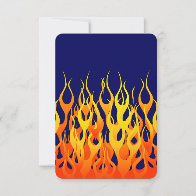 Classic Racing Flames Fire on Navy Blue (Front)