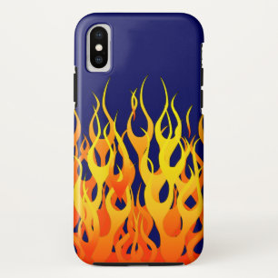 Classic Racing Flames Fire on Navy Blue Case-Mate iPhone Case