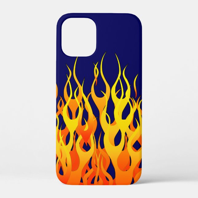 Classic Racing Flames Fire on Navy Blue Case-Mate iPhone Case (Back)