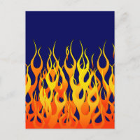 Classic Racing Flames Fire on Navy Blue Decor