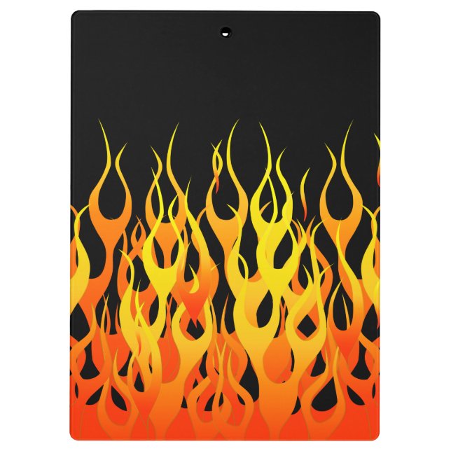 Classic Racing Flames on Solid Black Clipboard (Back)