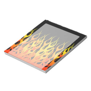 Classic Racing Flames on Solid Black Notepad