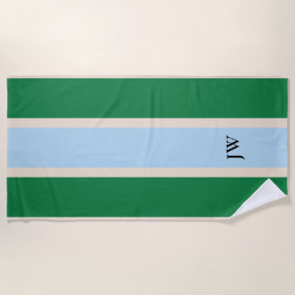 Classic Racing Stripe Monogram Beach Towel
