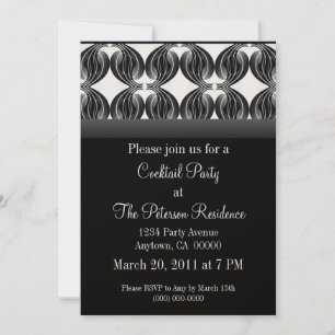 Classic Radiance Cocktail Party Invite, Black Invitation