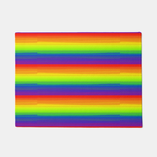 Classic Rainbow Flag Colours Marker Style Gay Doormat (Front)