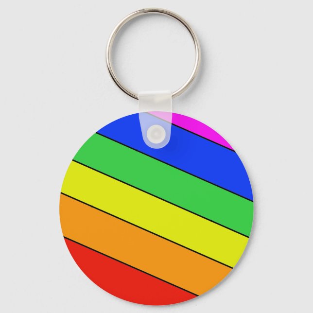 Classic Rainbow Striped Pattern Key Ring (Front)
