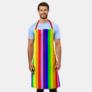 Classic Rainbow Stripes Vertical Colourful Fun Apron