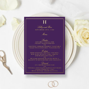 Classic Real Foil Pressed Wedding Menu Cards