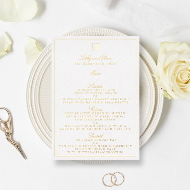 Classic Real Foil Pressed Wedding Menu Cards (Creator Uploaded)
