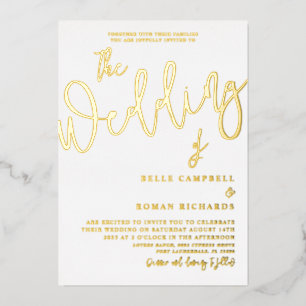 Classic Real Gold Calligraphy Wedding