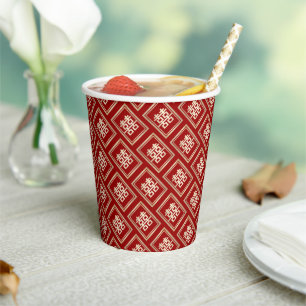 Classic Rectangle Double Happiness Chinese Wedding Paper Cups