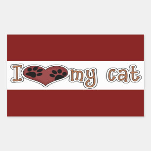 Classic rectangle Sticker/I Love my Cat Rectangular Sticker