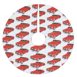 Classic red 1948 automobile brushed polyester tree skirt