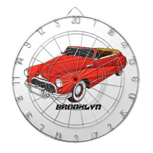Classic red 1948 automobile dartboard
