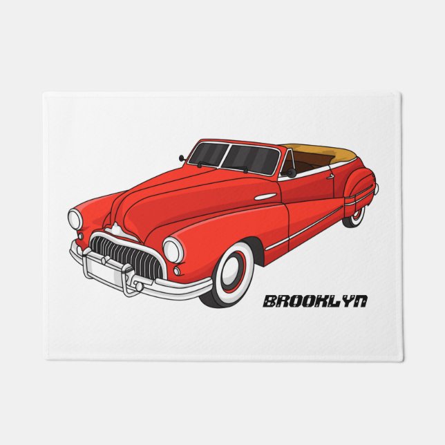 Classic red 1948 automobile doormat (Front)