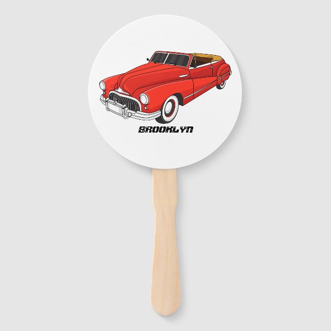 Classic red 1948 automobile hand fan (Front)