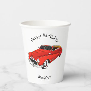 Classic red 1948 automobile paper cups