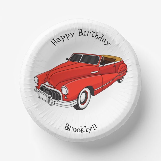 Classic red 1948 automobile paper plate (Front)