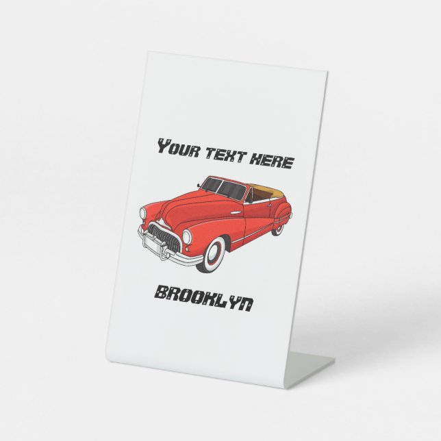 Classic red 1948 automobile pedestal sign (Front)