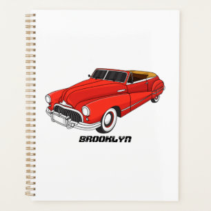 Classic red 1948 automobile planner