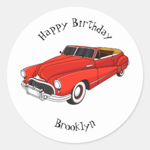 Classic red 1948 automobile round sticker
