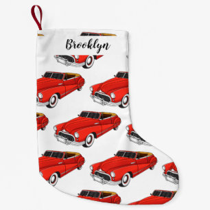Classic red 1948 automobile small christmas stocking