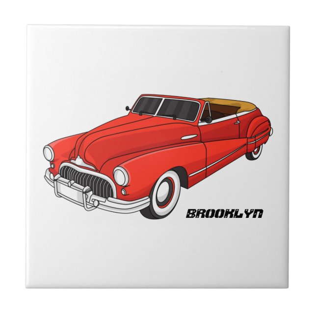 Classic red 1948 automobile tile (Front)