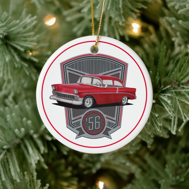 Classic Red 1956 Tri Five Ceramic Tree Decoration (Tree)