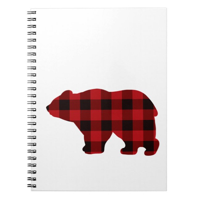 Classic red and black plaid Bear design Notebook (Front)