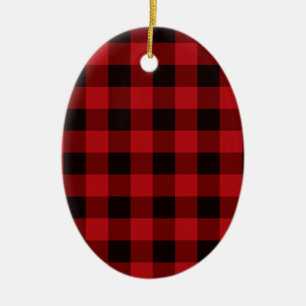 Classic red and black plaid pattern ceramic tree decoration