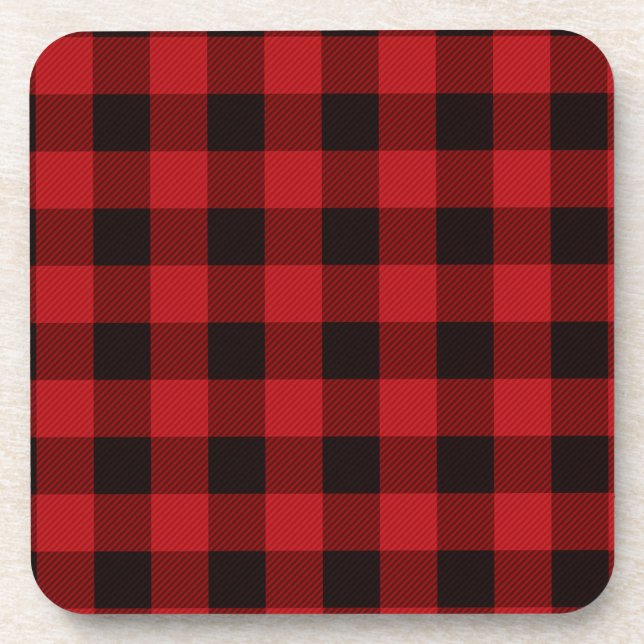 Classic red and black plaid pattern coaster (Front)