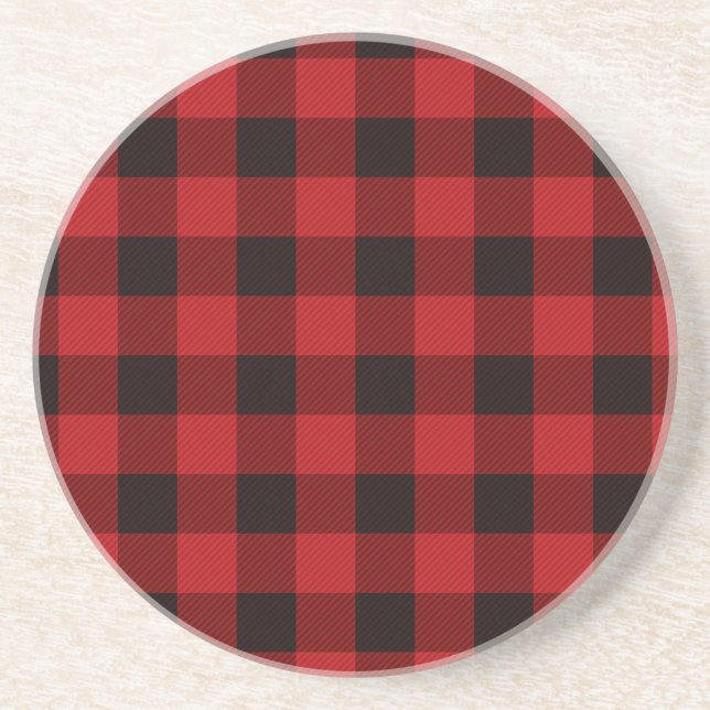 Classic red and black plaid pattern coaster (Front)