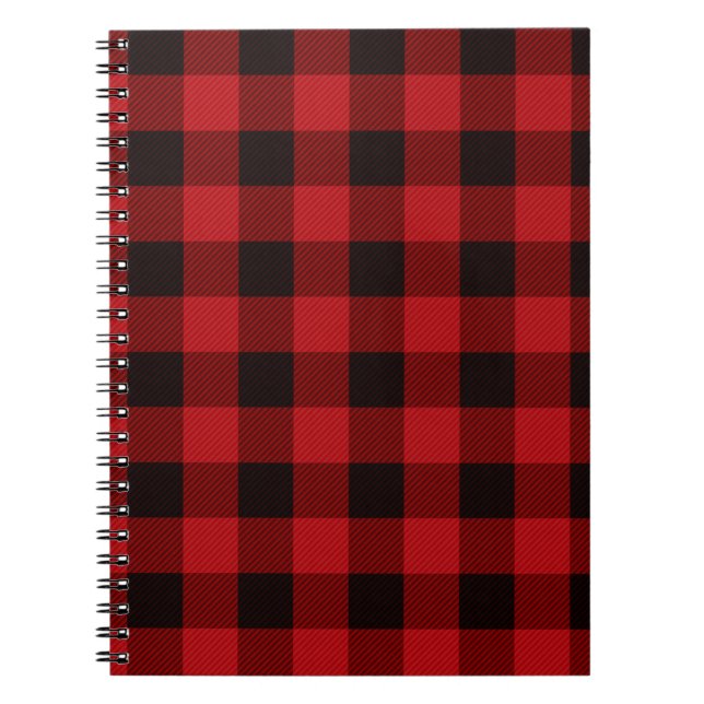 Classic red and black plaid pattern spiral notebook (Front)