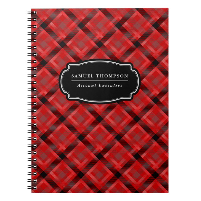 Classic Red and Black Tartan Plaid Pattern Notebook (Front)