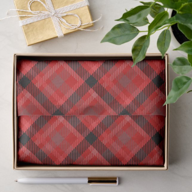 Classic Red and Black Tartan Plaid Pattern Tissue Paper (Gift)