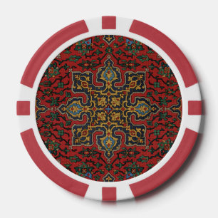 Classic Red and Blue,Persian Rug Carpet Pattern Poker Chips