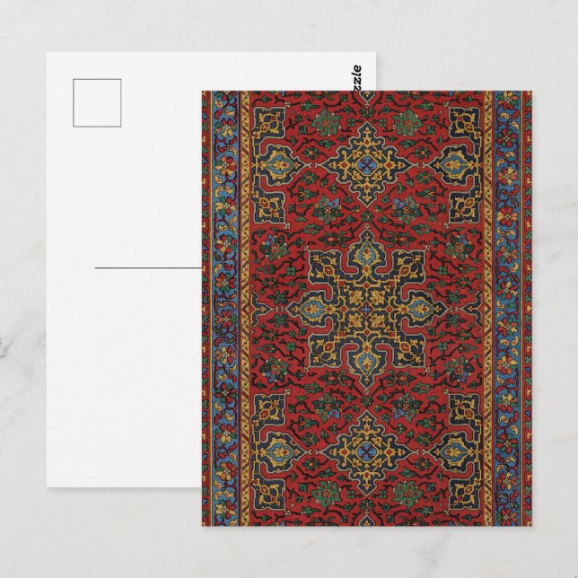 Classic Red and Blue,Persian Rug Carpet Pattern Postcard (Front/Back)