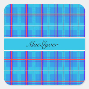 Classic Red and Blue Scottish Tartan, custom Square Sticker