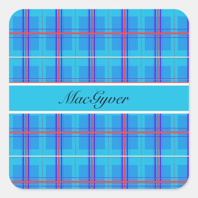 Classic Red and Blue Scottish Tartan, custom Square Sticker (Front)