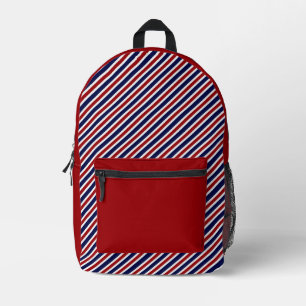 Classic Red and Blue Striped Printed Backpack