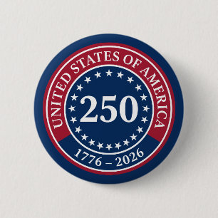 Classic Red and Blue United States of America 250 6 Cm Round Badge